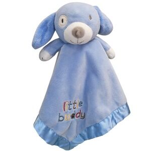 Stepping Stones Puppy Dog Lovey Security Blanket Pal Little Buddy‎ Blue Satin